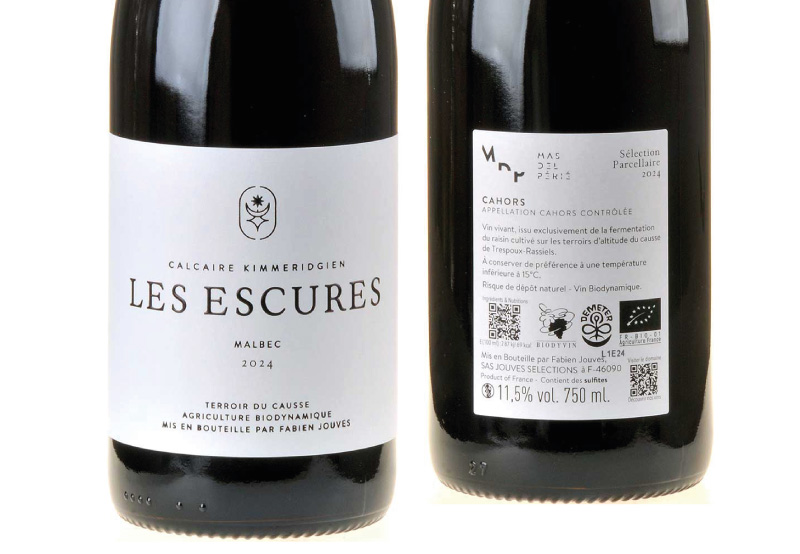 Malbec Les Escures Cahors AC &nbsp;bio demeter 2024, Mas del Périé - Fabien Jouves, Südwestfrankreich 0,75l 