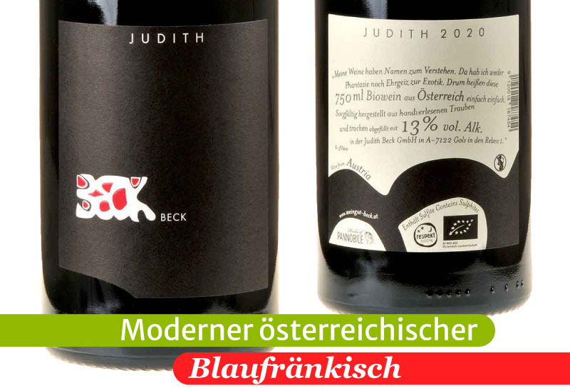 Ein Bild der Vorder- und Rücketikett des Judith von Judith Beck