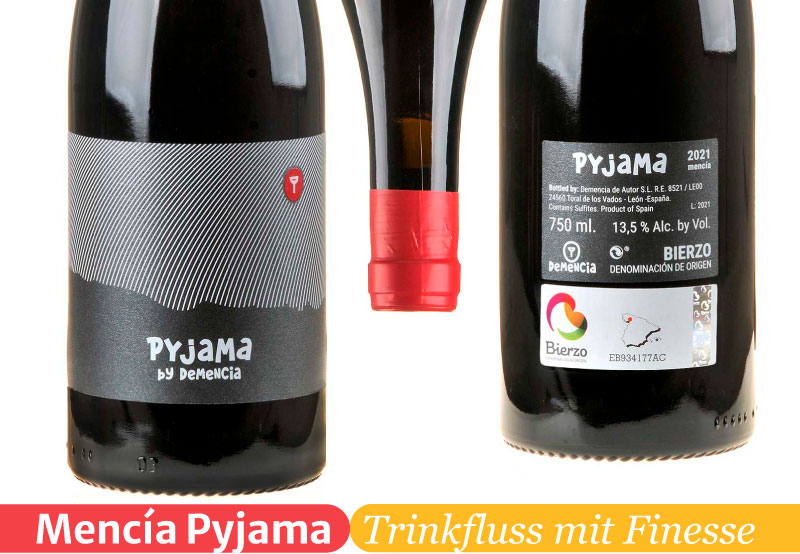 Ein Bild von drei Teilen einer Flasche Mancía Pyjama
