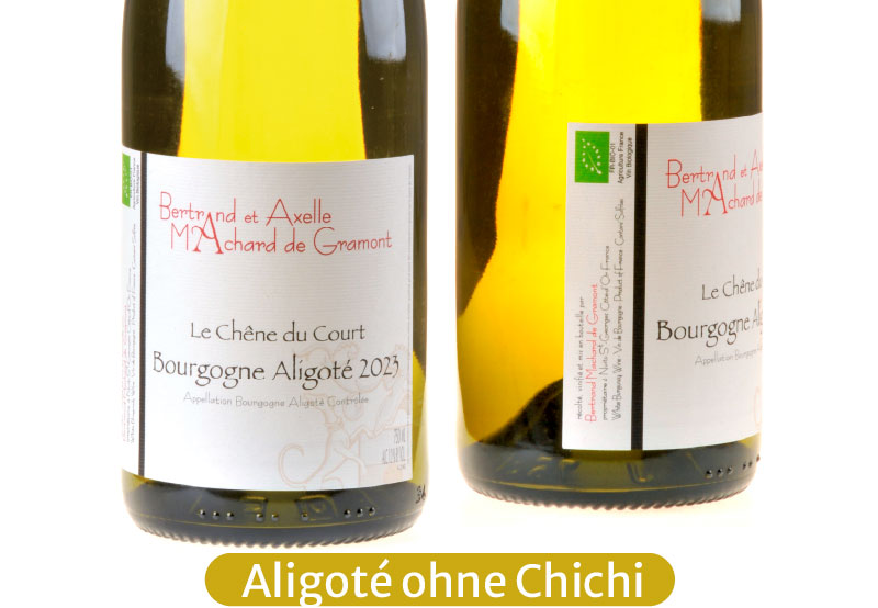 Ein Bild von zwei Flaschen unseres Bourgogne Aligoté 2023