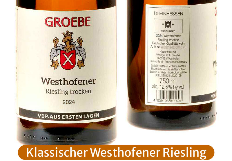 Ein Bild von 2 Flaschen Groebe Westhofener Riesling trocken 2024