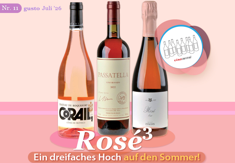 Ein Foto der 3 Flaschen unseres Rosé-Paket